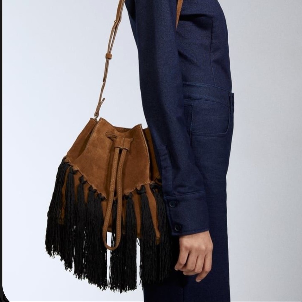 Zara Split leather bucket bag NWT rare find - Picture 3 of 6